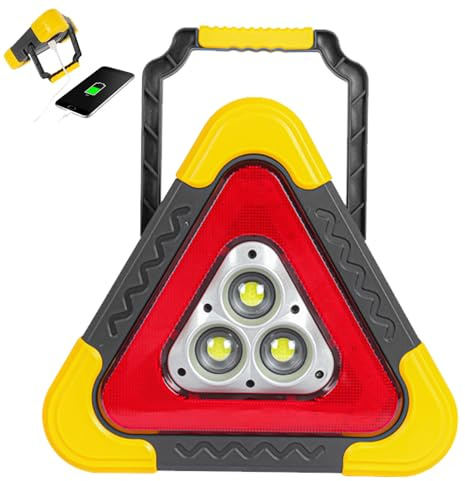 Triángulo de advertencia LED solar para coche, 2 en 1, triángulo de avería con 4 modos, lámpara de trabajo, luz de emergencia portátil plegable para ayuda en carretera, reparación y camping