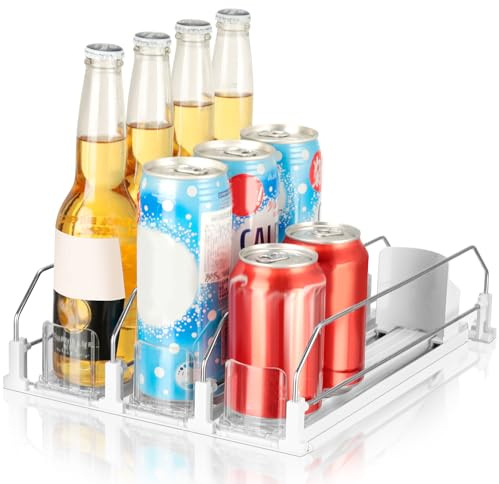 VINATO Organizer Frigorifero, Ferma Bottiglie per Frigorifero, Portabottiglie Frigo, Accessori Frigorifero per Dispensazione Automatica di Lattine e Bevande