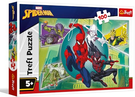 Trefl - Spiderman, Spider Mask - Puzzle 100 Pieces - Colorful Jigsaw Puzzle with Heroes Fairy Tale for Children from 5 years