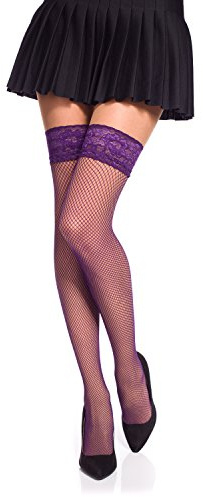 Romartex Small Mesh Fishnet Hold Up Stockings With Lace