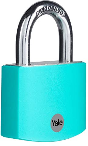 Yale Cadenas en Aluminium YE3B/50/126/1/TE, 50 mm, Bleu Sarcelle, Double Verrouillage, Anse Ouverte en Acier Trempé, 3 Clés Incluses, Idéal pour Casiers, Sacs et Utilisation Intérieure