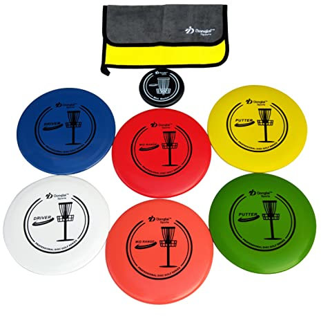 DDonglai Discgolf-Starter-Set mit 2 Treibern, 2 Mitteltönern, 2 Puttern, 1 Mini-Marker und Handtuch