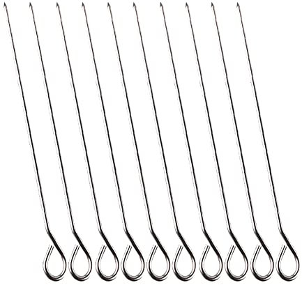 FSSTUD 30 Pcs Stainless Steel Round Barbecue Skewers Poultry Turkey Lacers Roast Duck Goose Needles Shish Kebab Sticks Meat Roasting Skewers BBQ Cooking Accessories