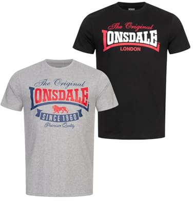 Lonsdale Homme Gearach T-Shirt, Marl Grey/Black, M EU