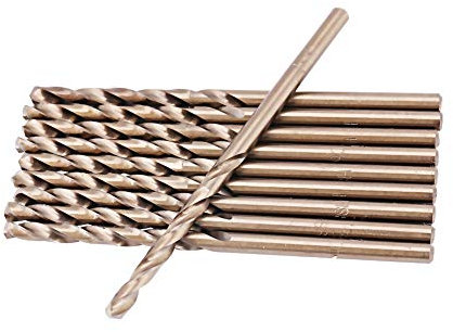 Cobalt Bohrer Kobalt Jobber Bohrer Set, 10 Stück M35 1-5 mm HSS-CO Bohrersatz Spiralbohrer zum Bohren auf Edelstahl Gusseisen Blech Stahlplatte Winkeleisen (3mm)