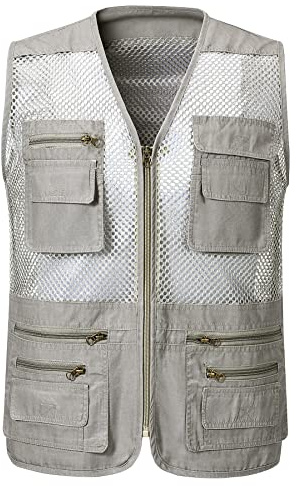 Yukirtiq Hommes Gilet de Pêche Respirant en Plein Air Léger Gilet de Photographie Multi-poches Séchage Rapide Vestes Sans Manche de Chasse