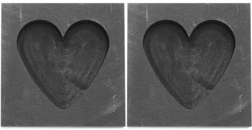 EXCEART Heart Shape Graphite Mold for Metal Casting Jewelry Making Melting Tool 2 Pack Small Volume Silver Gold Alloy Projects with High Thermal Conductivity