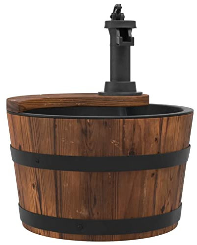Homgoday Fuente de agua con bomba, 28 x 28 x 34,5 cm, madera maciza de abeto, muebles para casa, interior, exterior, salón, dormitorio