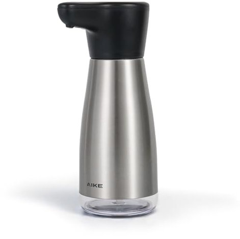 AIKE Automatic Soap Dispenser, 420ml Rechargeable Stainless Steel Liquid Dispenser with Adjustable Output, Model AK1337