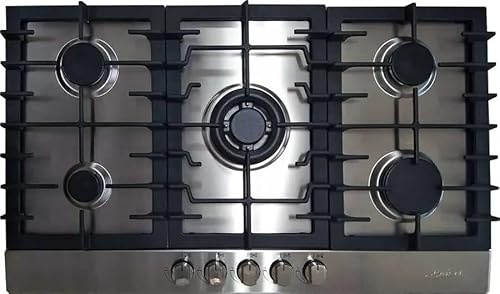 Kaiser KG 9356 Turbo Plaque de cuisson à gaz 86 cm en acier inoxydable autonome – Cuisinière à gaz encastrable avec 5 brûleurs de qualité supérieure, brûleur WOK 3,8 kW – Pour gaz naturel et propane