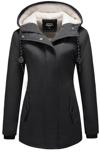 MODFUL Women's Sherpa Lined Parka Jacket Warm Winter Coat Hooded Thick Outerwear