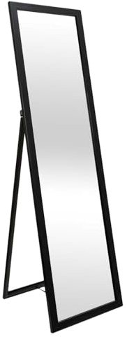 HOME DECO FACTORY, HD4252, Miroir sur Pied Noir 124 cm - Design Élégant et Pratique, Idéal pour Salon ou Chambre, Matériaux Durables, Parfait pour Votre Décoration Intérieure - Noir 124 cm