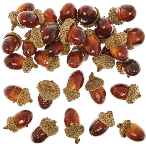 Baker Ross FN307 Artificial Acorns For Crafts - Pack of 30, Autumn Craft Essentials, Autumn Wreath Making Supplies