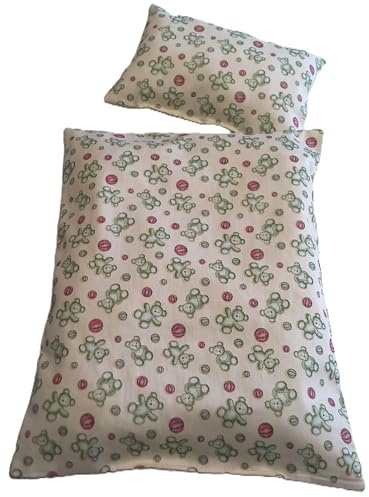 Generisch Puppenbettwäsche 2-teilige Garnitur für kleine Puppenbett,-Wagen oder Puppenwiege