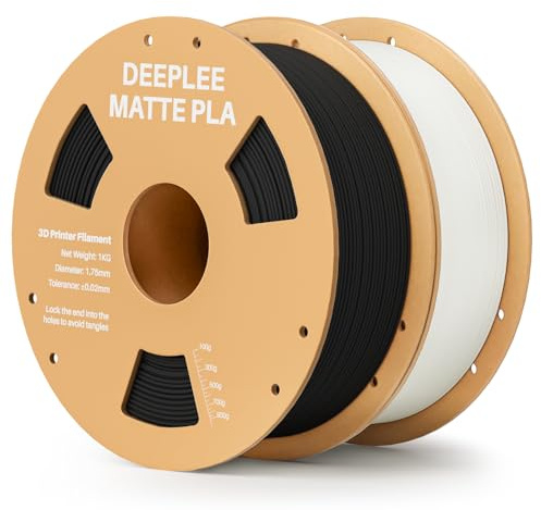 DEEPLEE Matte PLA Filament 1.75mm 3D Drucker Filament, Maßgenauigkeit +/- 0.02mm, für die meisten FDM 3D Drucker, Schwarz 1KG und Weiß 1KG