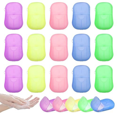 300 fogli di sapone usa e getta, 15 scatole da viaggio, mini fogli di sapone portatili, per viaggi, campeggio, lavaggio all'aperto, 20 fogli per cartone