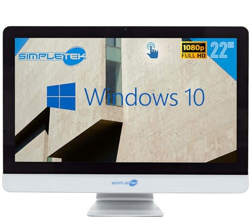 SIMPLETEK - All-in-One AiO Touchscreen | 4GB RAM | 120GB SSD | 22 Full HD Celeron 3120M 2.5GHz Windows 10 Pro | 4GB RAM SSD 120GB | Webcam | Interne Lautsprecher | Wireless Maus und Tastatur
