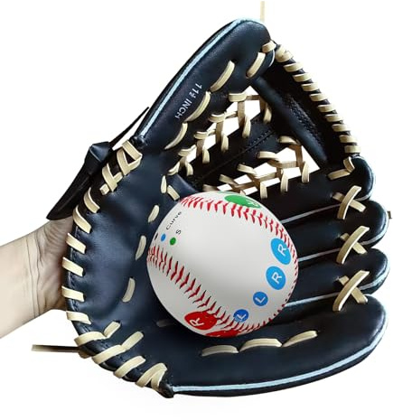 Baseball Glove, Softball Gloves, Baseball Catcher Mitt, 10.5''-12.5'' for T-Ball Youth Adult Training and Beginner Player, Left Hand Glove, Right Hand Throw (Black, 10.5 inch)