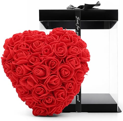Amora XO for Mum – Artificial Rose Heart Keepsake, Beautiful Thank You Present for Mum, Birthday or Special Occasion