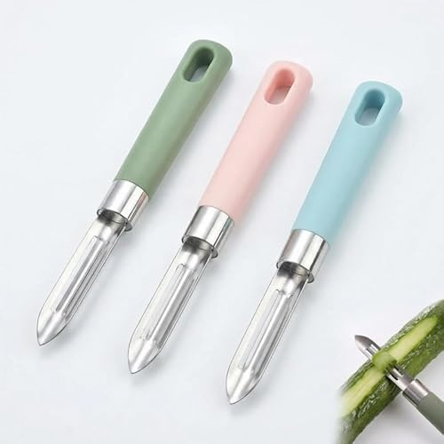 Juego de 3 Peladores de Patatas y Verduras de Acero Inoxidable, Diseño Ergonómico, Mango Antideslizante, Ideal para Patatas, Zanahorias, Pepinos, Frutas y Más, Versátil para Cocina, Camping y Picnic