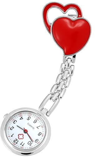 DIYEAH Reloj Dama de Bolsillo para Enfermería Forma de Corazón, Resistente al Agua y Aleación de Zinc, Diseño Creativo y Decoración para Ropa, Adecuado para Enfermeras