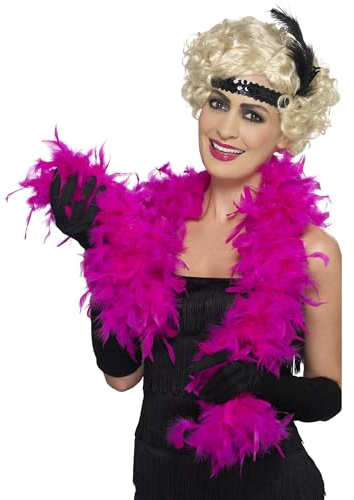Smiffys Boa, 50g, fucsia, pluma, 150cm Halloween, Carnaval