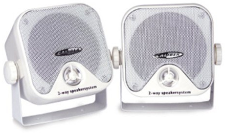 Caliber Lautsprecher Auto - Auto Boxen - auch für Boote - Aufbau Koaxial Lautsprecher - max. 80W - 40W RMS - wasserfest - UV-Beschichtung - Weiß - 110 x 110 x 100 mm