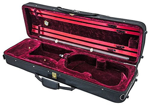 SKY 4/4 Full Size Acoustic Violin Oblong Case Lightweight with Hygrometer Black/Burgundy