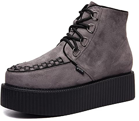 RoseG Mujer Polacchine Zapatos Plataforma Botas Cordones Negro Gris37
