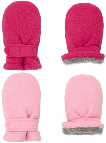 Toddler Mittens Baby Boy Girls Winter Warm Mittens Kids Easy-On Sherpa Fleece Lined Mittens Snow Infant Gloves 2 Pairs
