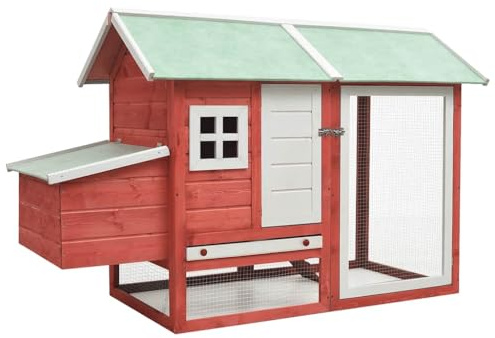 vidaXL Hönshus röd 170x81x110 cm massiv furu & granträ