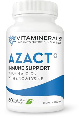 Vitaminerals AZACT+ | Vitamin A | Vitamin C | Vitamin D3 | Zinc | Lysine | Quercetin | 60 Vegetable Capsules