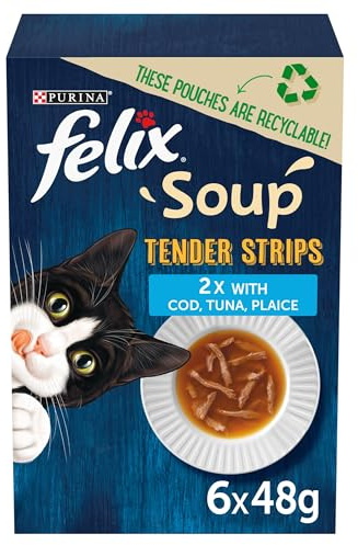 FELIX Soup Tender Strips Fish Selection Wet Cat Food 6x48g (Pack of 8)