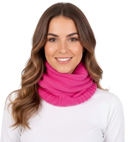 Scaldacollo Misto Cashmere Uomo Donna Made In Italy Sciarpa Anello Cappellino Cachemire Invernale Unisex Lana Merino Nero Grigio Bianco Beige Scialle Calda Taglia Unica Pashmina Coprispalle (Fucsia)