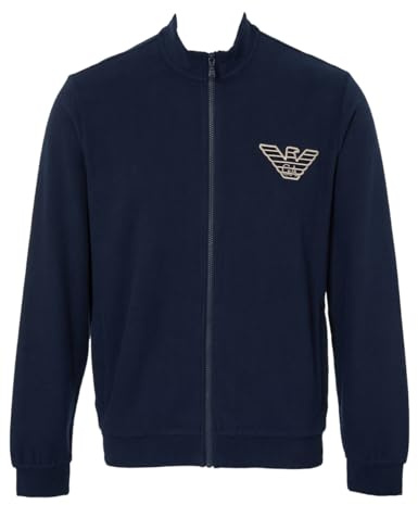 Emporio Armani Sweat zippé en Polaire Corduroy pour Homme Maillot de survêtement, Marine, XL