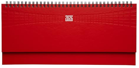 LEIVESTE - Planner Settimanale Scrivania 2026, Agenda Calendario da Tavolo Gennaio-Dicembre, Copertina Rigida, Rilegatura a Spirale, Formato 30x15 cm, Organizzatore Ufficio e Casa（Rosso）