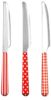 Home Provence Set 6 Coltelli Tavola in Acciaio Inox, Decoro Rosso