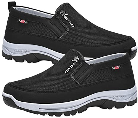 FOCCAR Chaussures orthopédiques pour homme – Chaussures à enfiler mains libres – Baskets orthopédiques vintage pour plus d'amortissement et de soulagement des pieds