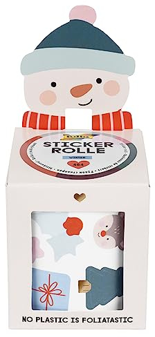 folia 27105 - Stickerrolle WINTER, Sticker Set mit 464 Aufklebern, 4 m lang mit verschiedenen selbstklebenden Motiven