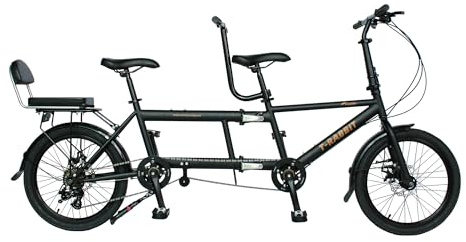 SASOKI Bicicleta tándem, Bicicleta Plegable para Tres Personas, Material de Acero de Alto Carbono, Resistente al óxido y Duradera, Ideal para Viajes Familiares y Paseos en Pareja
