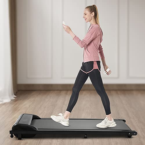 Elektrisches Laufband, 2 in 1 faltbares Laufband für Zuhause, mit 40 * 8.5cm LED-Anzeigebildschirm und Fünflagiges Antirutschpedal, Walking Treadmill für Heimfitnessübungen (Schwarz)