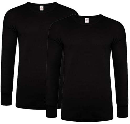 DOLCE ENVY Men's Thermal 2 Pack Long Sleeve Tops Warm Base Layer for Winter Suitable for Daily Use High Performance Full Sleeves Tops (XL, Black)