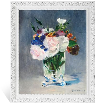 FOLKOR Finished Ornate Frame for 8x10 Canvas Paintings, 2 Wide Antique White Wood Canvas Frames for Oil Painting Art Prints Home Living Room Wall Decor (No Glass Cover & Backboard)