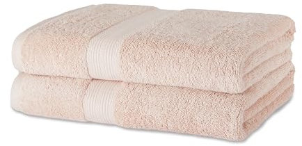Amazon Basics Badetuch aus Bio-Baumwolle, farbecht, 2 Stück, 76 x 137 cm, Blush Rosa