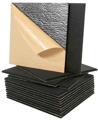 Akustiska plattor självhäftande, 18 stycken ljuddämpare med hög densitet, ljudisolering vägg, akustiska skummattor, akustiska paneler för tak dörr och akustisk behandling, 30 x 30 x 0,9 cm (svart)