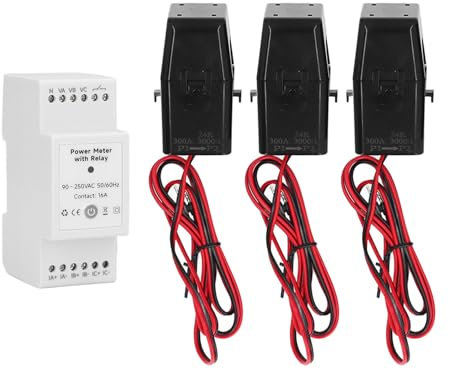 Contatore di Energia Intelligente WiFi, Contatore di Energia Intelligente Domestico 3 Fasi 4 Fili con relè Integrato 3 Trasformatore di Corrente a Pinza 300A KWh Misura di