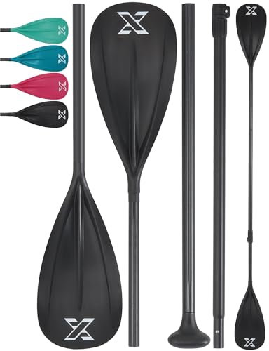 ZLX SUP Paddel Stand Up Paddle Zubehör, 3 oder 4 Abnehmbaren Teilen, Verstellbares Doppelpaddel für SUP (198–220cm) mit Glasfaser Blade Perfekt für Surfen, Schwimmen und Wassersport Vergnügen