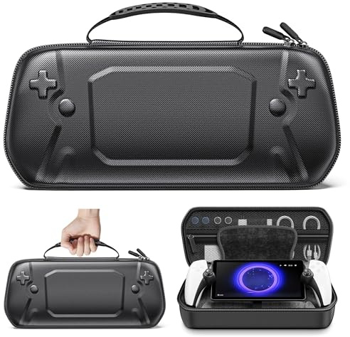 HELLCOOL PS5 Portal Case, Protective Travel Carrying Case with Water-Resistant PU Cover & Soft Interior, Secure Storage Pockets & Anti-Slip Handle - Perfect Fit for PS5 Portal Console (Black)