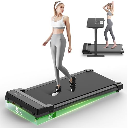 Walking Pad Laufband für Zuhause - Treadmill mit 5% Steigung with Incline for Home Office Büro Laufbänder Unter Desk Mini Klein Tragbares Gehband Tretmühle Leises Lauf Running Machine Schreibtisch