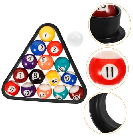 TOYANDONA Jeu de Boules de Billard Miniature en Résine pour Garçon et Filles, 16 Billes Résistantes à l'usure avec Finition Soignée, pour Jouer Billard la Maison